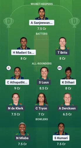 SL-W vs SA-W Dream 11 team today prediction: Option 2