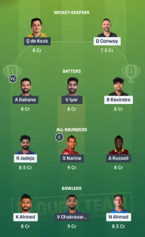 CSK vs KKR Dream11 Team Option 2