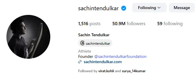 Sachin Tendulkar Instagram