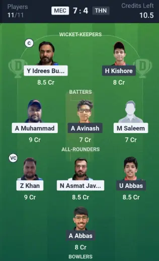 MEC vs THN Dream11 Team Option 2