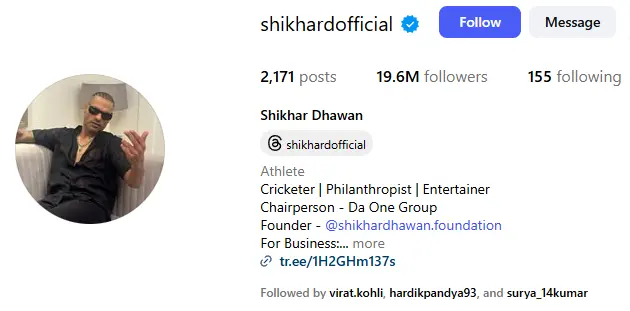 Shikhar Dhawan Instagram