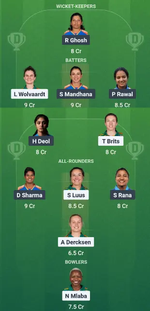 SA-W vs IND-W Dream11 Team Option 1
