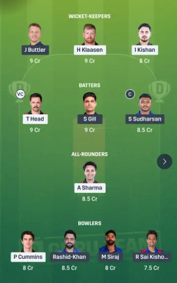 SRH vs GT Today Dream11 Team 1