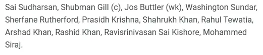 Gujarat Titans Playing XI Prediction
