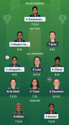 SL-W vs SA-W Dream 11 team today prediction: Option 1