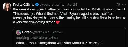 Preity Zinta posted X