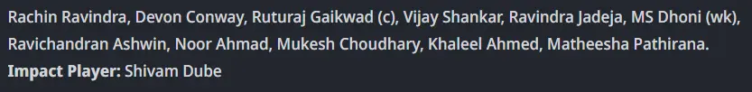 CSK Predicted XI